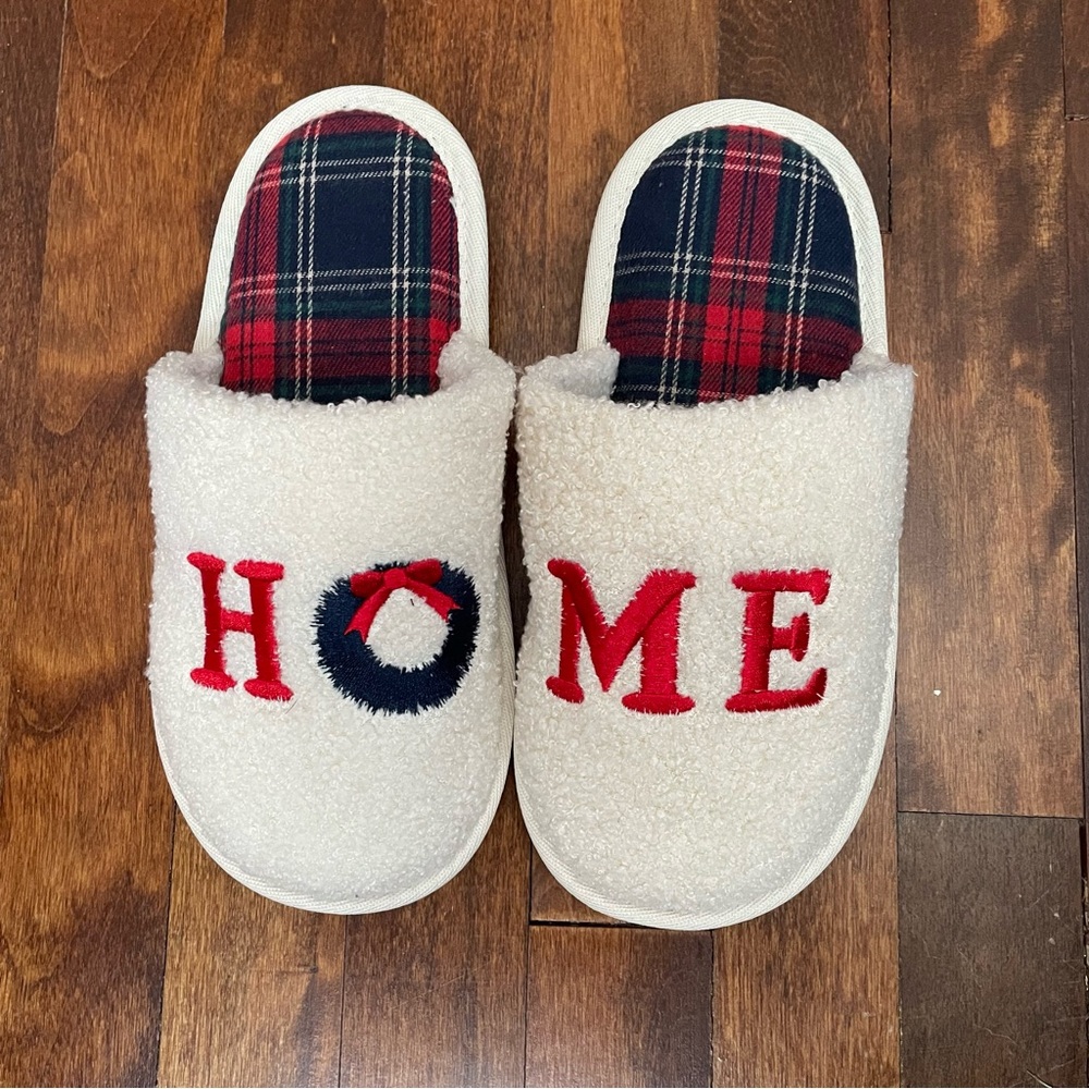 'HOME' Holiday Slippers - NWOT